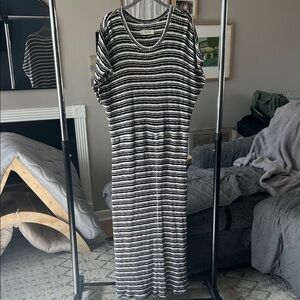 Everlane Black and White Striped Knit Maxi Dress